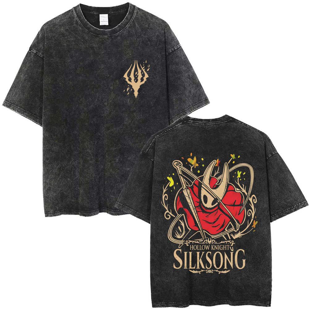 Retro Gaming T Shirt - Washed Vintage Game Hollow Knight Graphic